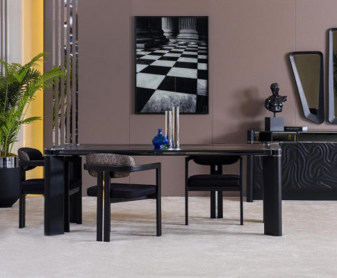 Dining Room Set 6x Chairs Dining Table Dining Room Designer Wood Chair Set New