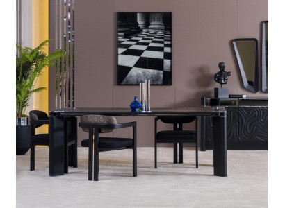 Dining Room Set 6x Chairs Dining Table Dining Room Designer Wood Chair Set New