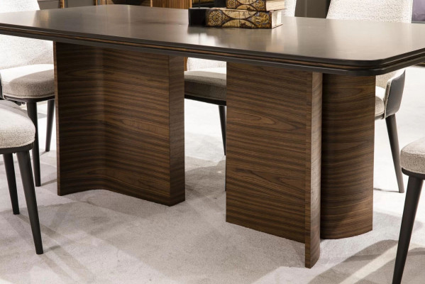 Luxury dining room set: dining table, 6 chairs, sideboard, and dining group set, 8 pieces.