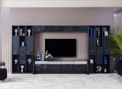 Wall unit TV wall wood modern style shelf living room furniture cabinet RTV TV stand