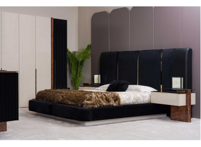 Modern bedroom set bed 2x nightstands design furniture 3 pcs
