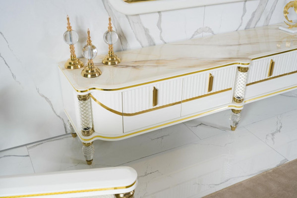 Luxury living room wall unit RTV TV frame lowboard TV stand white living room furniture new