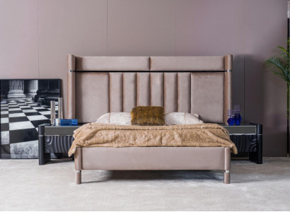 Luxury Bedroom Set Bed + 2x Nightstands Wood Complete Modern New