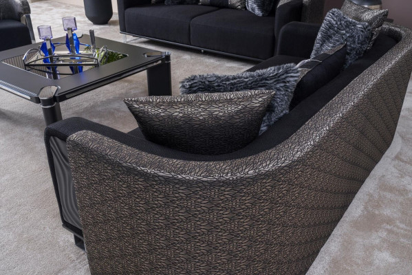 Three-seater 240cm Black Luxury Couch Sofa Couches Furniture Textile Fabric Velvet 3-seater