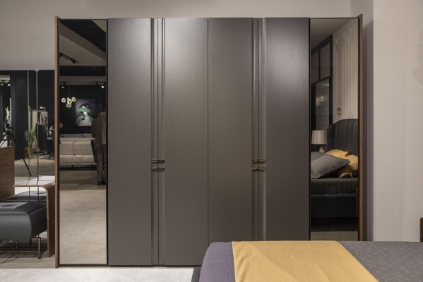 Modern wardrobe luxury cabinet wood cabinets glass taupe bedroom