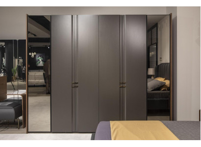 Modern wardrobe luxury cabinet wood cabinets glass taupe bedroom