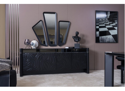 Sideboard 3x Mirror Sideboard Luxury Set Dresser Wood Dressers Modern