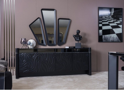 Sideboard 3x Mirror Sideboard Luxury Set Dresser Wood Dressers Modern