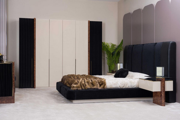 Bedroom set bed 2x nightstands wardrobe dresser design furniture