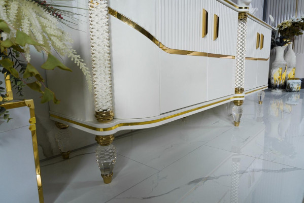 Luxury Dining Room Set Dining Table + 6x Chairs + Sideboard Dining Groups 8 pcs