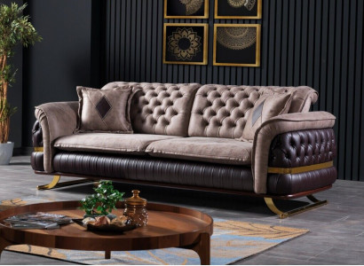 Three-seater design sofa 3-seater couches textile Chesterfield sofa 3-seater fabric new