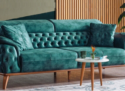 Luxury Chesterfield 3-Seater Designer Sofa Couch Upholstery Couches Textile New
