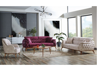 Sofa set 3+3+1 seater Chesterfield modern style set 3-piece sofa relax