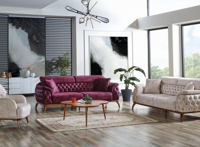 Sofa set 3+3+1 seater Chesterfield modern style set 3-piece sofa relax