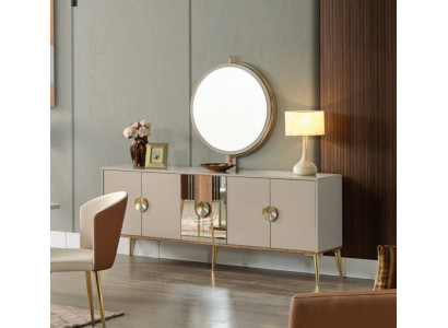 Sideboard Cabinet Brown High Gloss Furniture Wood Luxury Dresser Sideboard