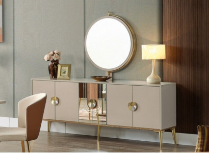 Sideboard Cabinet Brown High Gloss Furniture Wood Luxury Dresser Sideboard