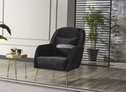 Elegant Sofa Chair Sofa Set Black Relax 2-Piece Living Room Furniture