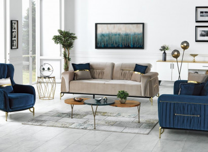 Designer Sofa Set 3+3+1 Seater Couch Upholstery New Seating Set