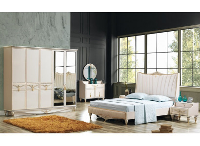 Luxury Bedroom Set Bed + 2x Nightstands + Wardrobe + Dresser Complete Modern