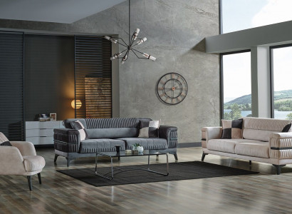 Sofa set 3+3+1 Wood Living Room Luxury Sofa Modern Fabric New Complete