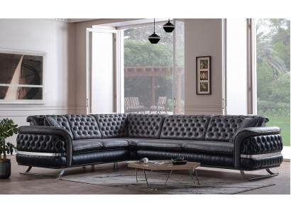 Corner sofa living landscape color black U shape XXL sofa new Chesterfield new