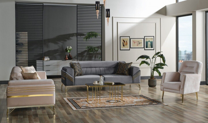 Exclusive sofa set 3+3+1 3-piece 2x sofa armchair relax luxurious set