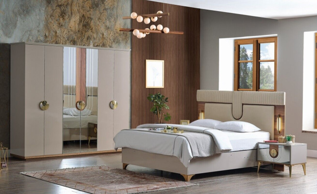 Bedroom set luxury complete bed 2x nightstands wardrobe 4-piece new