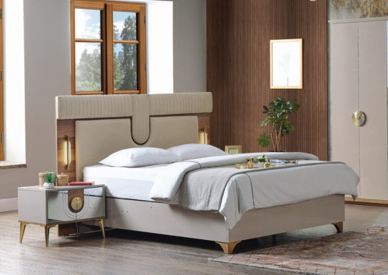 Bedroom set luxury complete bed 2x nightstands wardrobe 4-piece new