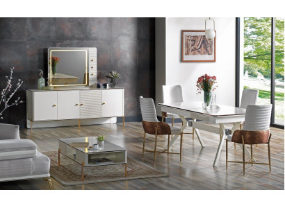 Dining room set ensemble table 6x chairs design modern furniture luxury sideboard