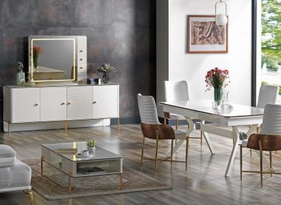 Dining room set ensemble table 6x chairs design modern furniture luxury sideboard