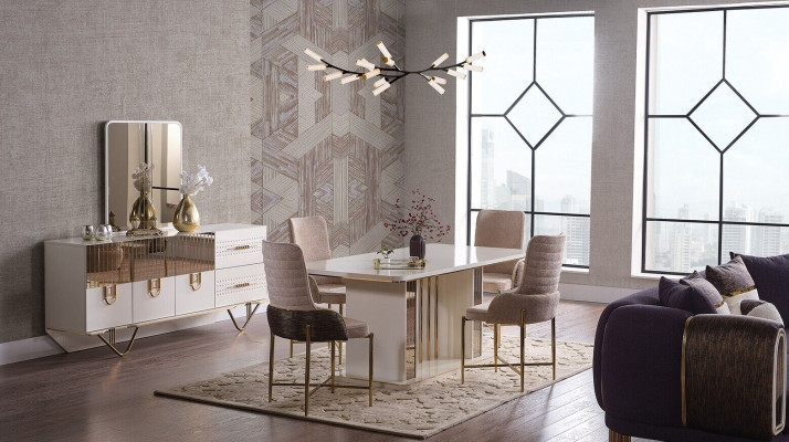 Design dining room complete: dining table + 6 chairs + sideboard furniture wood table new