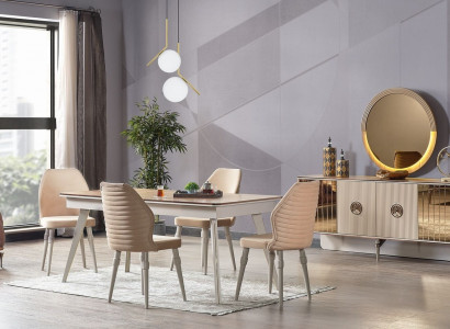 Design Dining Room Complete Dining Table + 6x Chairs Modern Furniture Wooden Table New