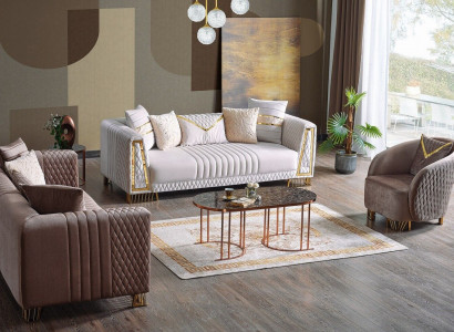 Premium furniture living room set 3+3+1 seating sofa set 2x sofas armchair