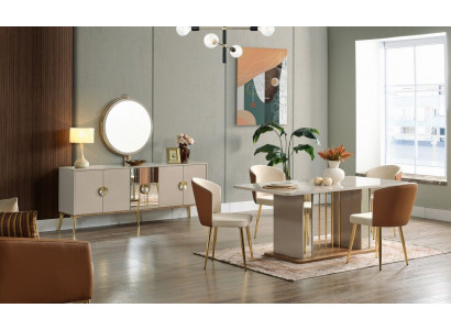 Luxurious Dining Room Set Dining Table + 6x Chairs + Sideboard Dining Groups New 8 pcs