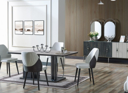 Luxury Dining Room Set Dining Table 6x Chairs Sideboard Dining Set 8 pcs