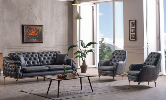 Stylish Chesterfield Living Room Set Sofa Suite 3+1+1 seater Couch