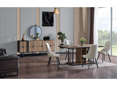 Luxury Dining Room Set Dining Table 6x Chairs Sideboard Dining Suite Set 8 pcs