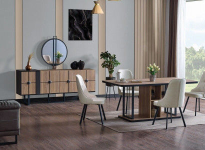 Luxury Dining Room Set Dining Table 6x Chairs Sideboard Dining Suite Set 8 pcs