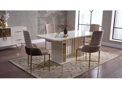 Dining Room Set Luxury 6x Chairs + Dining Table Dining Group Upholstery Armchairs Sideboard