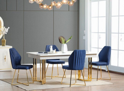 Dining Room Set Luxury 6x Chairs + Dining Table Dining Group Suite Armchairs Modern