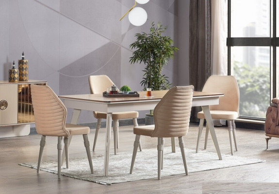 Designer Complete 6x Chairs + Dining Table Set Dining Room Designer Set New