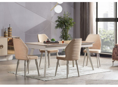 Designer Complete 6x Chairs + Dining Table Set Dining Room Designer Set New