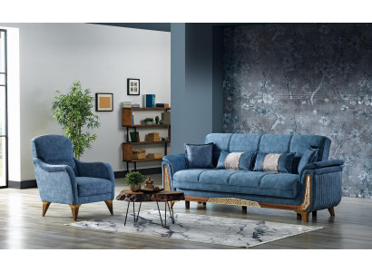 Sofa set 3+1 seater sofa set complete textile wood living room luxury sofa new