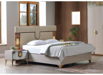 Luxury Bedroom Set Bed + 2x Nightstands Wood Complete New Modern