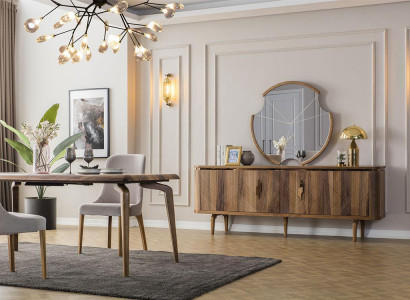 Dining table + 6 chairs + sideboard + mirror dining room set dining group group table