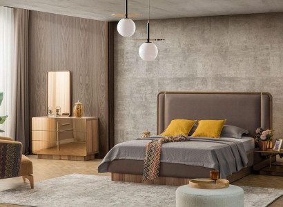 Bedroom set: bed + 2x nightstands + dresser + mirror design furniture new 5-piece set