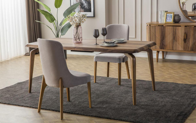 Dining room set 7-piece. Dining table + 6x chairs Designer wood chair set furniture new