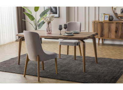 Dining room set 7-piece. Dining table + 6x chairs Designer wood chair set furniture new