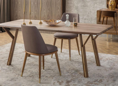 Upholstered Dining Room Chair Set 6x Chairs + Dining Table Luxury Furniture Group Dining Set