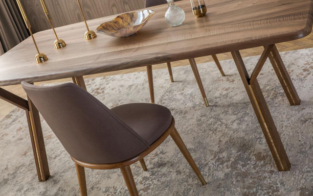 Upholstered Dining Room Chair Set 6x Chairs + Dining Table Luxury Furniture Group Dining Set